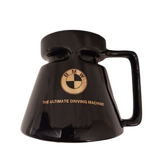 BMW Coffee Mug BLACK w‎ GOLD LOGO Ceramic gift Cup Modern Non-Spill Luxury